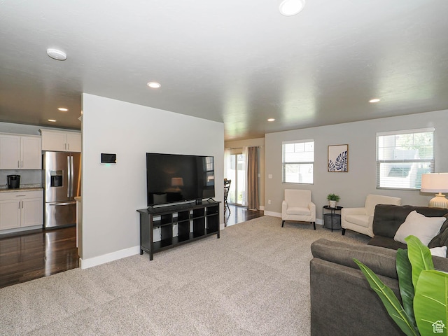 5229 W Armada Way, Herriman, UT 84096 - living room with dark carpet and recessed lighting