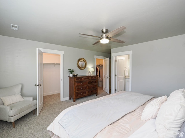 5229 W Armada Way, Herriman, UT 84096 - bedroom featuring a spacious closet, light colored carpet, and ceiling fan