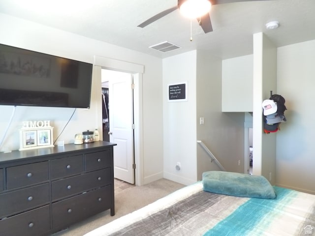 375 W Park Vw S, Spanish Fork, UT 84660 - bedroom featuring light colored carpet, a walk in closet, and a ceiling fan