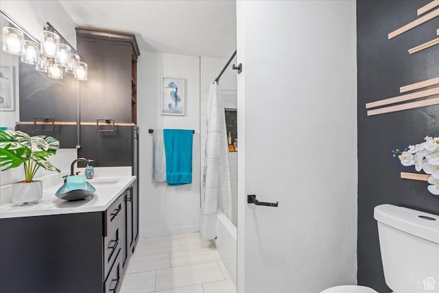 4706 W Roundtable Rd S, West Valley City, UT 84120 - bathroom with vanity, shower / tub combo with curtain, and tile patterned flooring