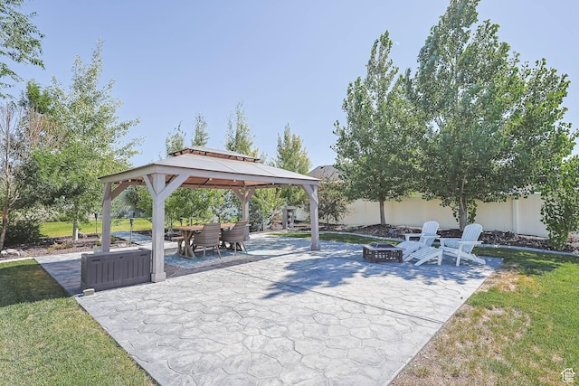 406 Zachary Way, Grantsville, UT 84029 - view of patio with an outdoor fire pit and a gazebo