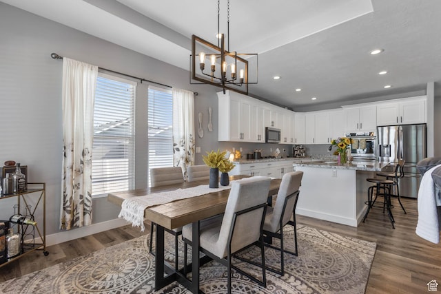 406 Zachary Way, Grantsville, UT 84029 - dining room featuring a chandelier, recessed lighting, and wood finished floors