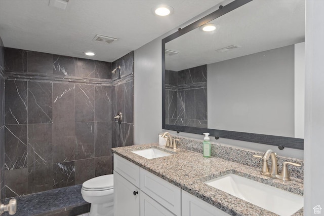 4449 W 5325 S, Hooper, UT 84315 - bathroom with double vanity, tiled shower, and recessed lighting