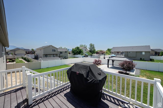 4449 W 5325 S, Hooper, UT 84315 - deck with a residential view, a gazebo, area for grilling, and a fenced backyard