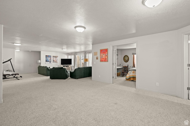135 W Cove Dr, Elk Ridge, UT 84651 - carpeted living area featuring a textured ceiling and baseboards