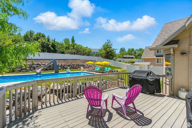 135 W Cove Dr, Elk Ridge, UT 84651 - wooden terrace featuring grilling area and a fenced backyard