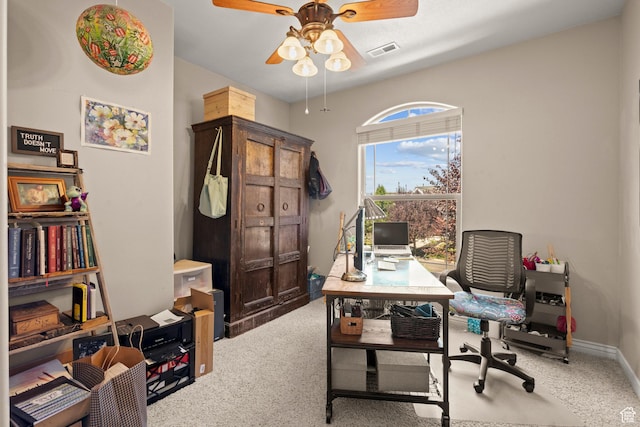 135 W Cove Dr, Elk Ridge, UT 84651 - carpeted office featuring ceiling fan