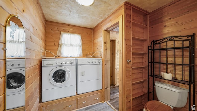 403 E Center, Nephi, UT 84648 - laundry room with separate washer and dryer and wood walls