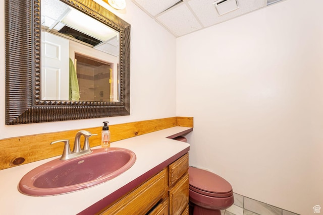 2127 E 5950 N, Liberty, UT 84310 - bathroom featuring a paneled ceiling, vanity, and a shower with curtain
