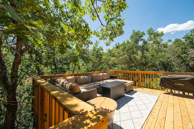 2127 E 5950 N, Liberty, UT 84310 - wooden terrace with an outdoor living space and area for grilling