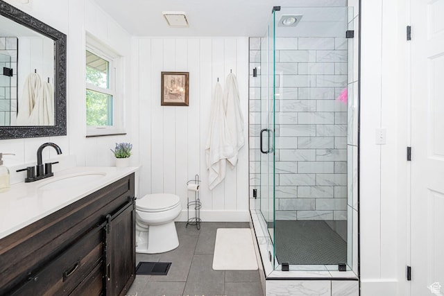2127 E 5950 N, Liberty, UT 84310 - bathroom with vanity, a shower stall, and tile patterned flooring
