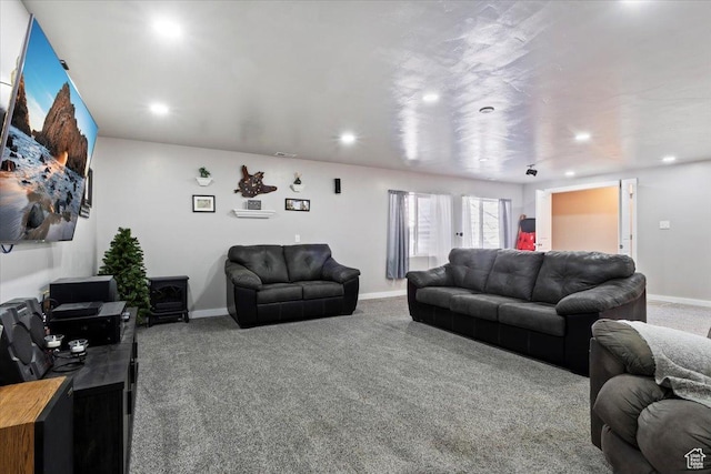 6533 W Elena St S, West Valley City, UT 84128 - living room featuring carpet floors and recessed lighting