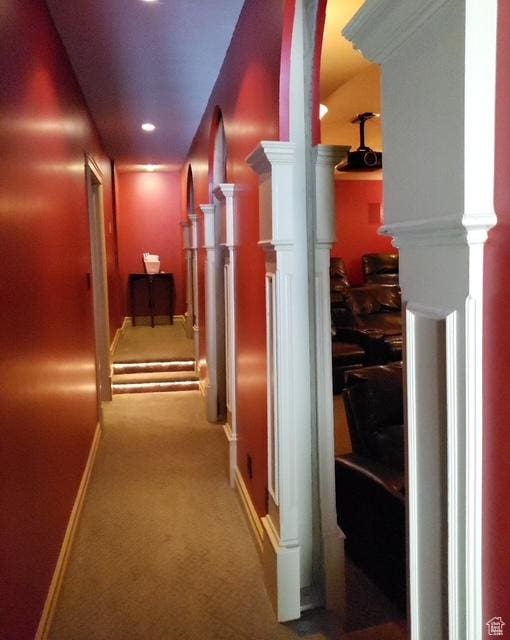 9061 N Canyon Dr, Cedar Hills, UT 84062 - hallway with carpet floors and recessed lighting