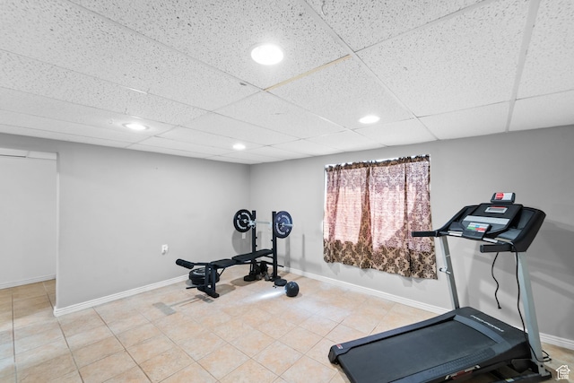 25 E 1860 N, Tooele, UT 84074 - workout area featuring recessed lighting, a paneled ceiling, and tile patterned flooring