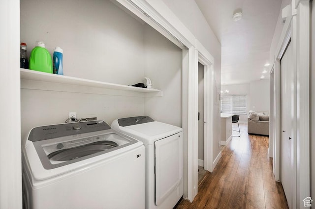 8457 S Ivy Springs Ln W, West Jordan, UT 84081 - laundry room featuring washer and clothes dryer and wood-type flooring