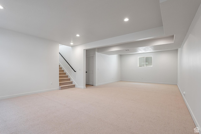 11184 S Easy Bee Rd Unit 265, South Jordan, UT 84009 - finished below grade area with recessed lighting, stairway, and light colored carpet