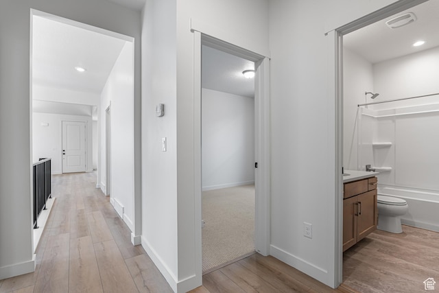 11184 S Easy Bee Rd Unit 265, South Jordan, UT 84009 - hall with light wood finished floors and recessed lighting