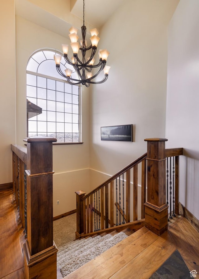 2849 W 1800 S, Vernal, UT 84078 - stairway with wood finished floors and a chandelier