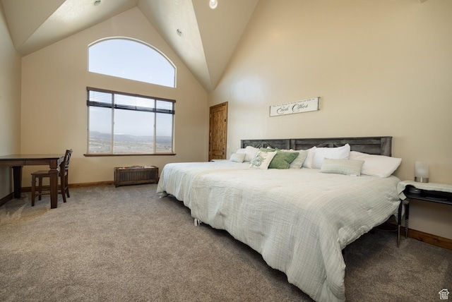 2849 W 1800 S, Vernal, UT 84078 - carpeted bedroom featuring high vaulted ceiling and baseboards