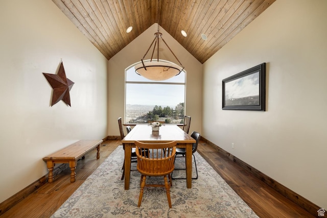 2849 W 1800 S, Vernal, UT 84078 - dining area featuring wood finished floors, vaulted ceiling, recessed lighting, and wooden ceiling