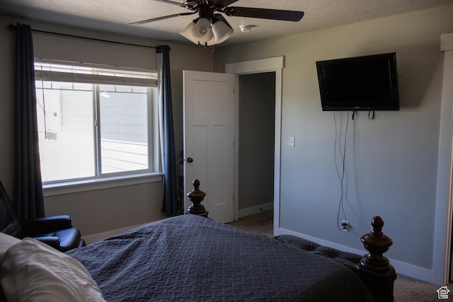 122 N 1325 W, Springville, UT 84663 - bedroom featuring multiple windows, carpet flooring, a textured ceiling, and a ceiling fan