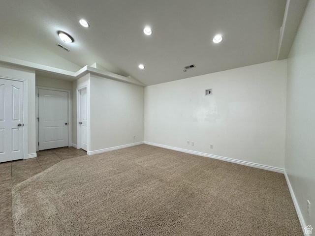 94 Hillsborough Dr, Pleasant View, UT 84414 - unfurnished room with carpet, lofted ceiling, and recessed lighting