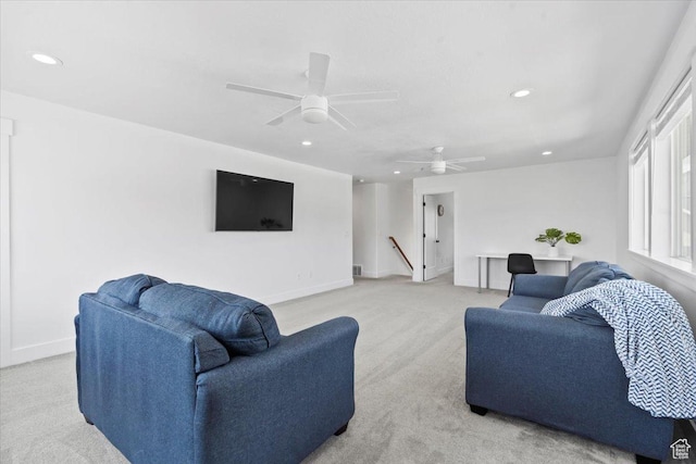 723 W 800 S, Springville, UT 84663 - living area with recessed lighting, light colored carpet, and ceiling fan