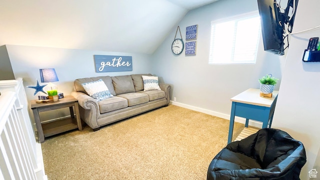 325 S 100 W, Garden City, UT 84028 - carpeted living area featuring lofted ceiling and baseboards