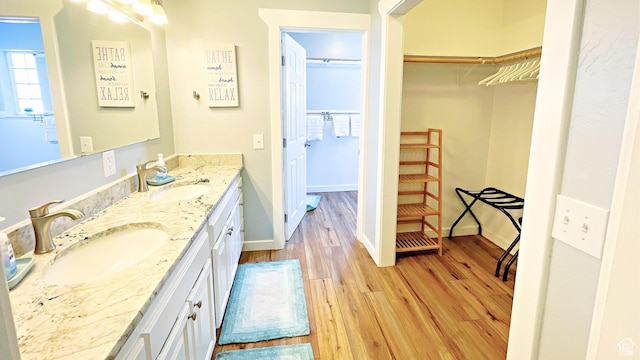 325 S 100 W, Garden City, UT 84028 - bathroom featuring double vanity, wood finished floors, and a spacious closet