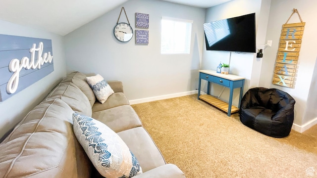 325 S 100 W, Garden City, UT 84028 - carpeted living room featuring lofted ceiling and baseboards
