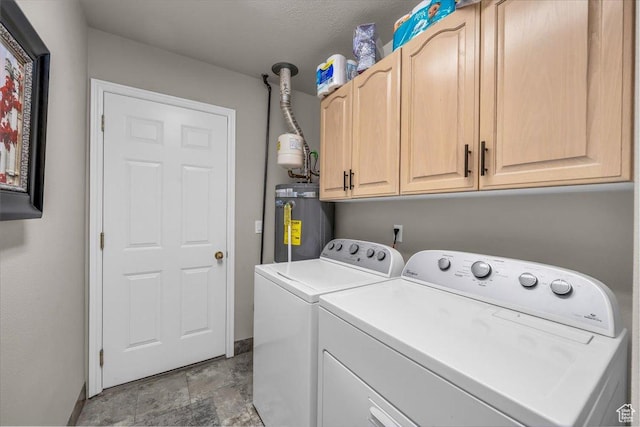 2045 S 1400 E Unit 8, St George, UT 84790 - laundry area with water heater, separate washer and dryer, cabinet space, and stone finish floors