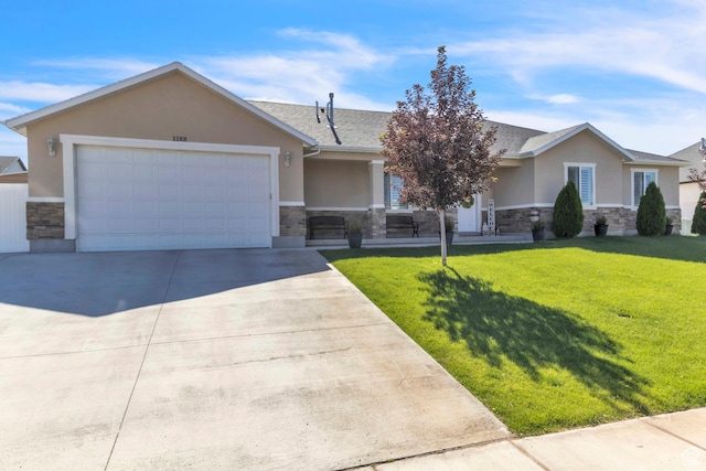 1188 N 100 E, Nephi, UT 84648 - ranch-style home featuring stone siding, stucco siding, and a front lawn