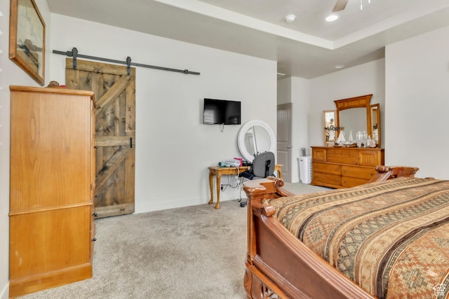 1188 N 100 E, Nephi, UT 84648 - bedroom featuring a barn door, carpet flooring, and recessed lighting
