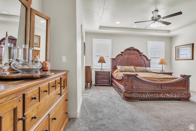 1188 N 100 E, Nephi, UT 84648 - bedroom with light colored carpet, a tray ceiling, and recessed lighting