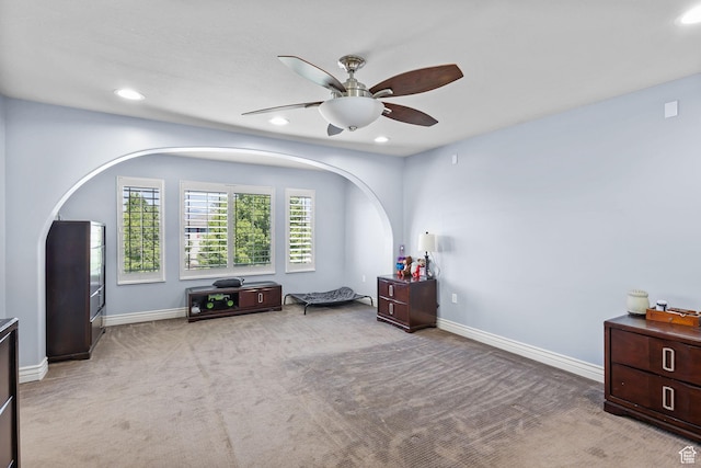 4467 W 5850 S, Hooper, UT 84315 - bedroom featuring carpet floors, recessed lighting, and a ceiling fan
