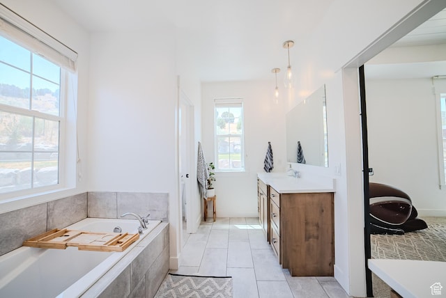 3698 E Butterfield Rd, Eagle Mountain, UT 84005 - bathroom featuring vanity, a bath, and tile patterned flooring
