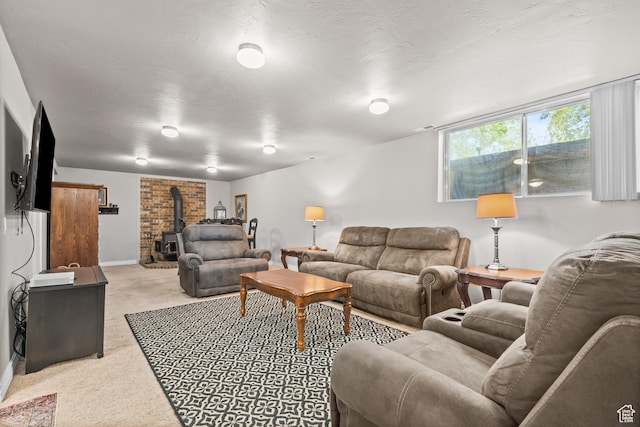 715 S 900 E, Orem, UT 84097 - carpeted living area featuring a wood stove