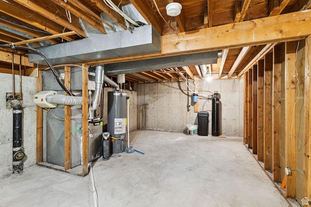 6924 S 2160 W, West Jordan, UT 84084 - unfinished basement with water heater, a water softener system, and heating unit