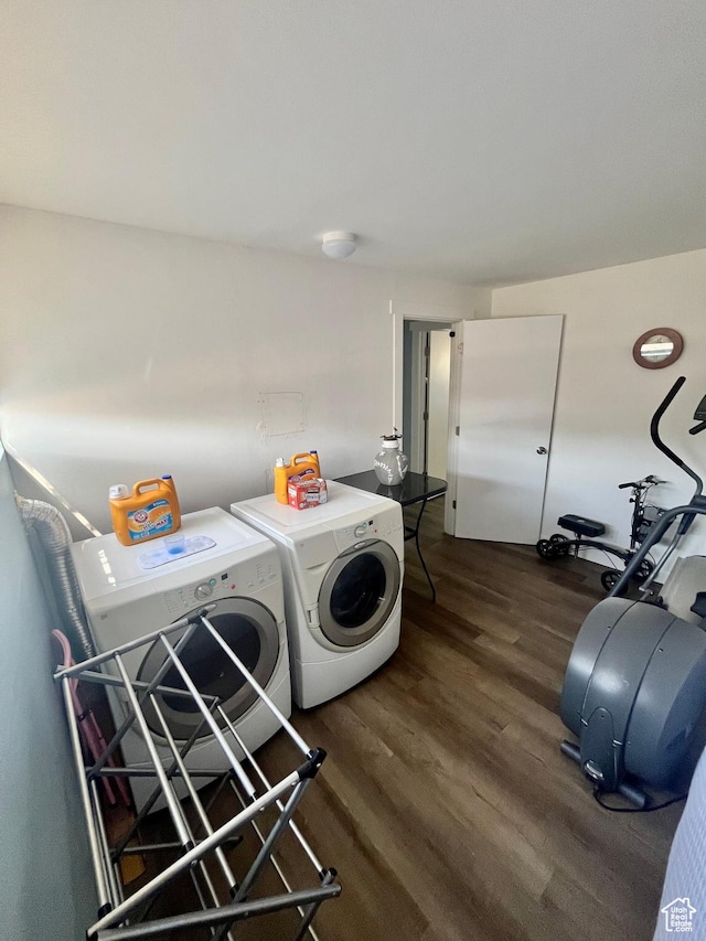 3917 S David Pl, West Valley City, UT 84119 - washroom featuring separate washer and dryer and dark wood-type flooring