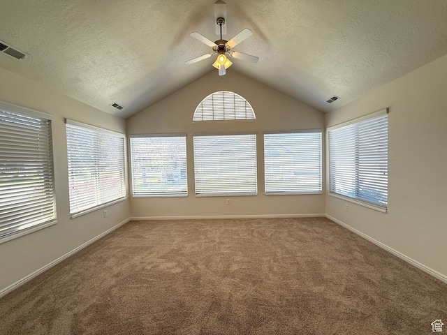 532 W 300 S Unit B, Springville, UT 84663 - unfurnished sunroom featuring a textured ceiling, carpet, and vaulted ceiling