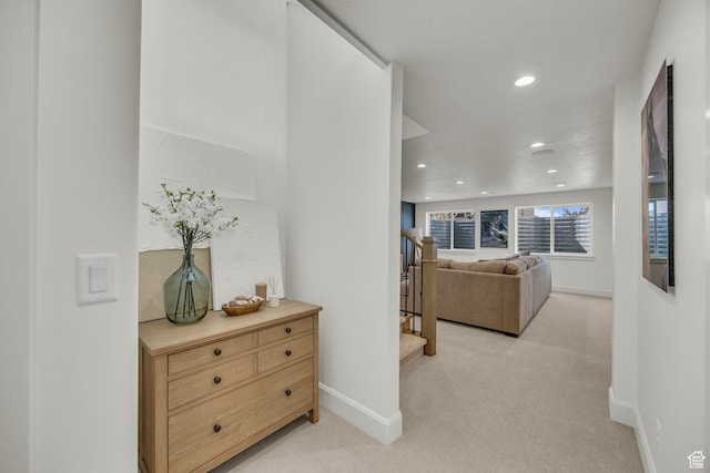 3728 W Chalgrove Rd, Taylor, UT 84401 - corridor featuring light colored carpet, recessed lighting, and stairs