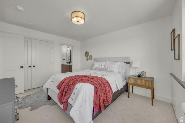 3728 W Chalgrove Rd, Taylor, UT 84401 - bedroom with light carpet, a closet, and connected bathroom