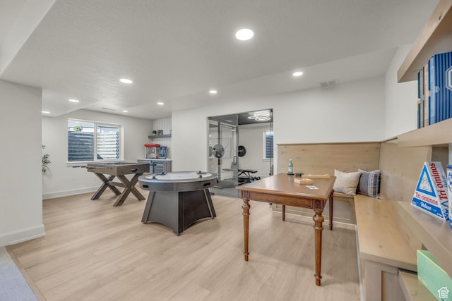 3728 W Chalgrove Rd, Taylor, UT 84401 - game room featuring light wood-style flooring, recessed lighting, and a textured ceiling