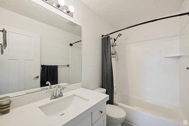 3902 W Pilton Ct, Taylorsville, UT 84129 - bathroom featuring vanity, shower / bath combination with curtain, and a textured ceiling
