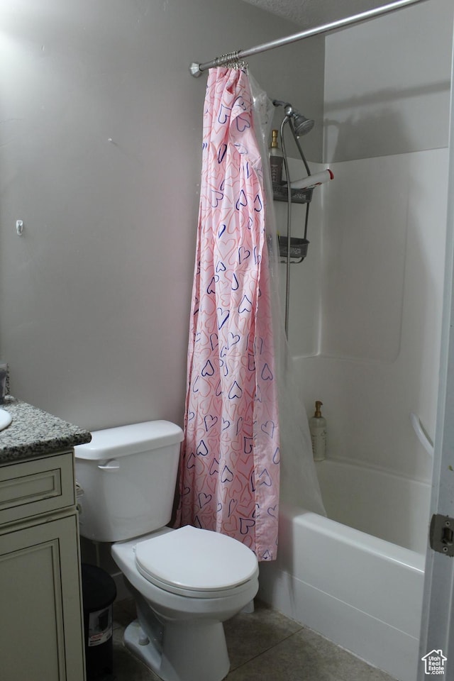 2359 E Prairie Ln, Eagle Mountain, UT 84005 - full bath with shower / bath combo with shower curtain, vanity, and tile patterned flooring