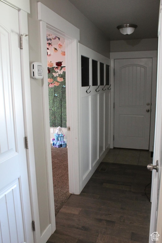 2359 E Prairie Ln, Eagle Mountain, UT 84005 - hall featuring dark wood-style flooring
