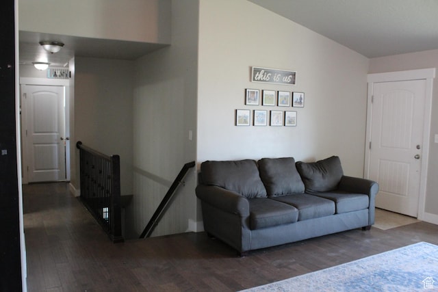 2359 E Prairie Ln, Eagle Mountain, UT 84005 - living area with wood finished floors and vaulted ceiling