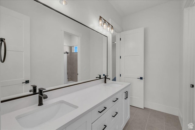 1597 W Belayer Dr, St George, UT 84770 - bathroom featuring double vanity, tile patterned flooring, and  shower combination