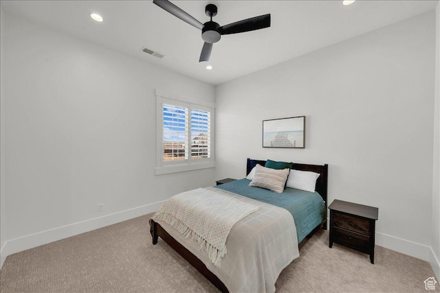 1597 W Belayer Dr, St George, UT 84770 - bedroom featuring carpet flooring, recessed lighting, and a ceiling fan