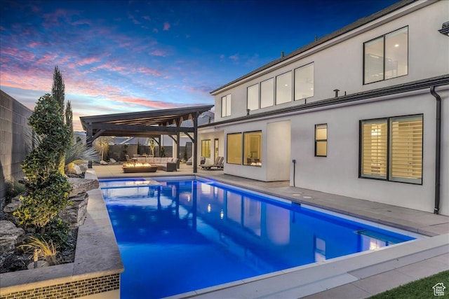 1597 W Belayer Dr, St George, UT 84770 - outdoor pool with outdoor lounge area, a patio, a fenced backyard, and a pergola